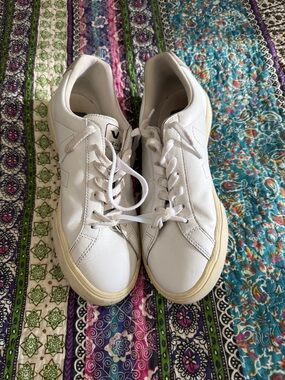 Veja White Leather Sneakers with Off-White Sole